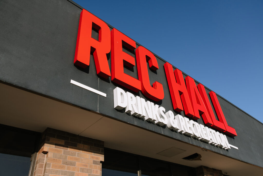 Cardinals watch party St. Charles MO Rec Hall exterior entrance Saint Charles venue 2026
