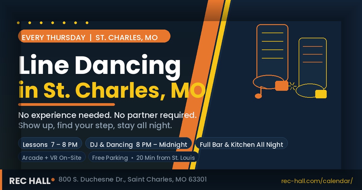 girls night out near St. Charles MO line dancing Rec Hall Thursday 7PM no experience needed 2026